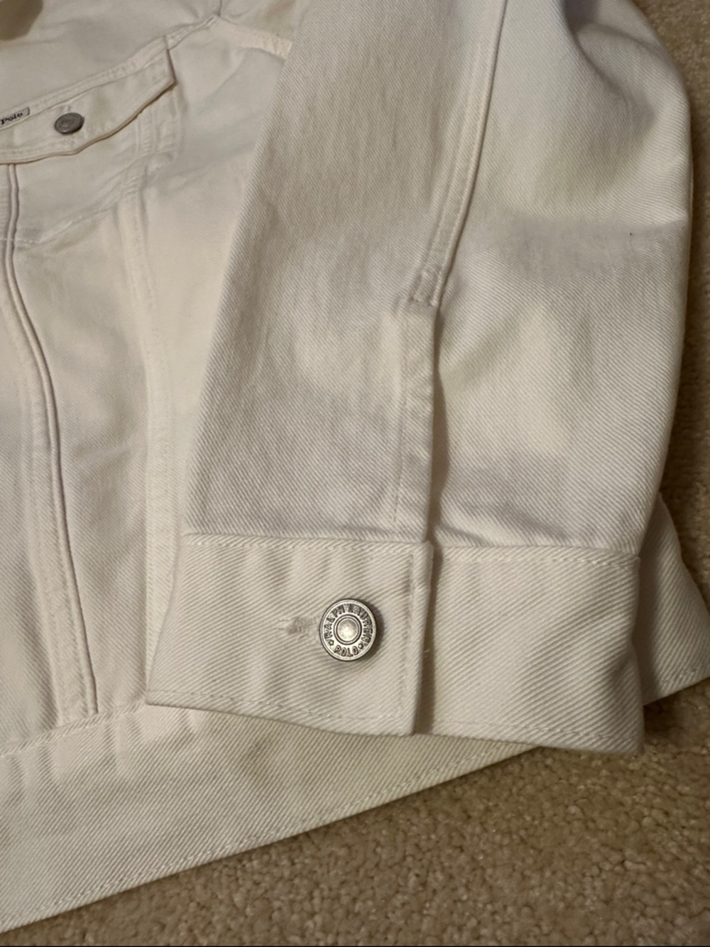 Polo by Ralph Lauren Men's White Denim Trucker Jacket Size XL - Picture 5 of 11